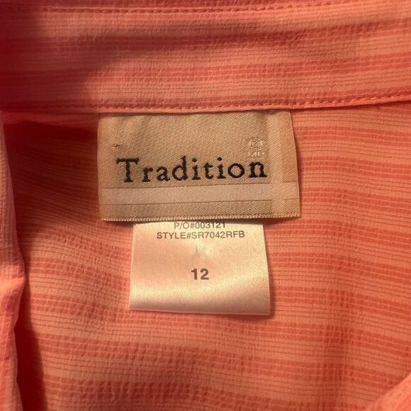 3 for $30! Tradition pink button down shirt. Size 12 - Picture 3 of 8